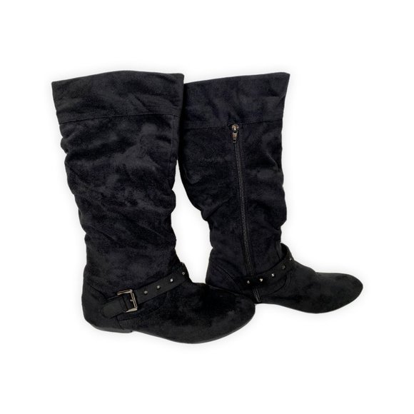 Women’s Black Mid-Calf Suede Boots Sizes 7 - Picture 1 of 7